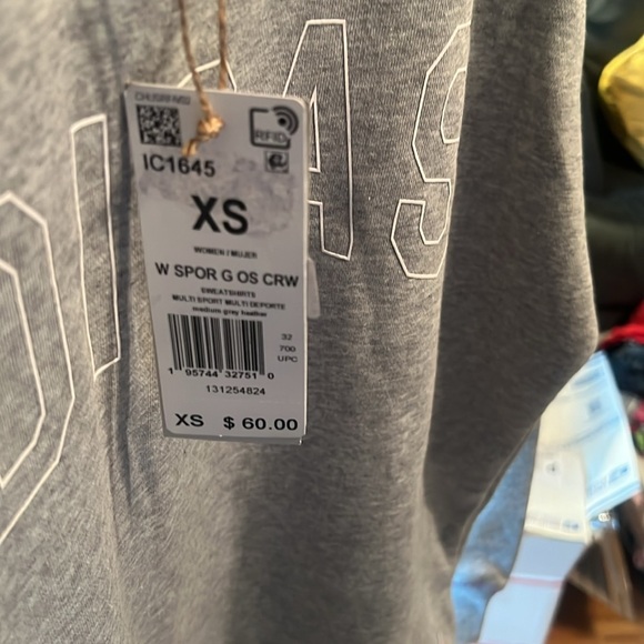 Adidas pull over sweatshirt size XS, NWT, lilac and white stitching, oversized - Picture 4 of 6